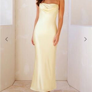 Hello Molly NYC Nightlife Satin Maxi Dress Yellow - L